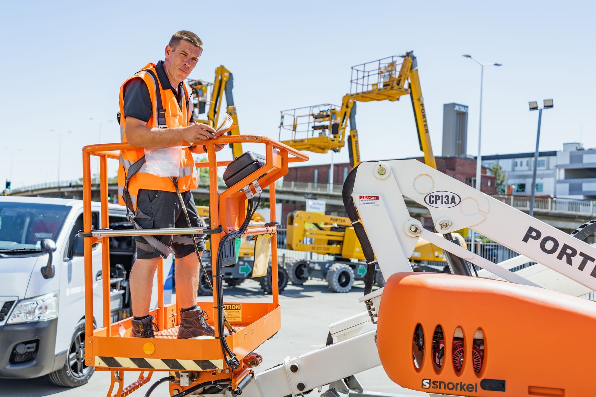 EPS testing their boom lift at Christchurch, New Zealand